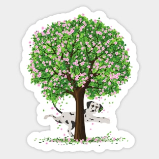 Dalmatian Dog Under Spring Tree Sticker